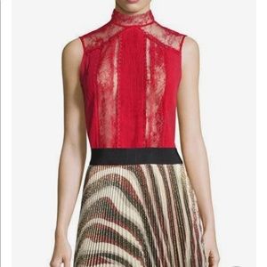 Alice + Olivia Jannette sleeveless lace top.